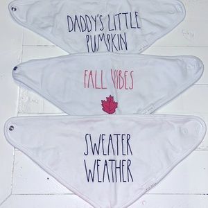 Rae Dunn 3-set of Fall themed baby bibs